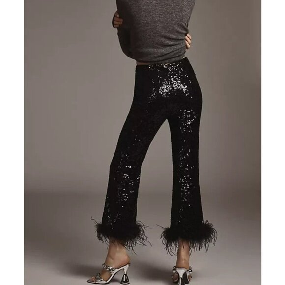 Hutch The Koto Feather Sequin Black Holiday Evening Pants 22W - Picture 3 of 4